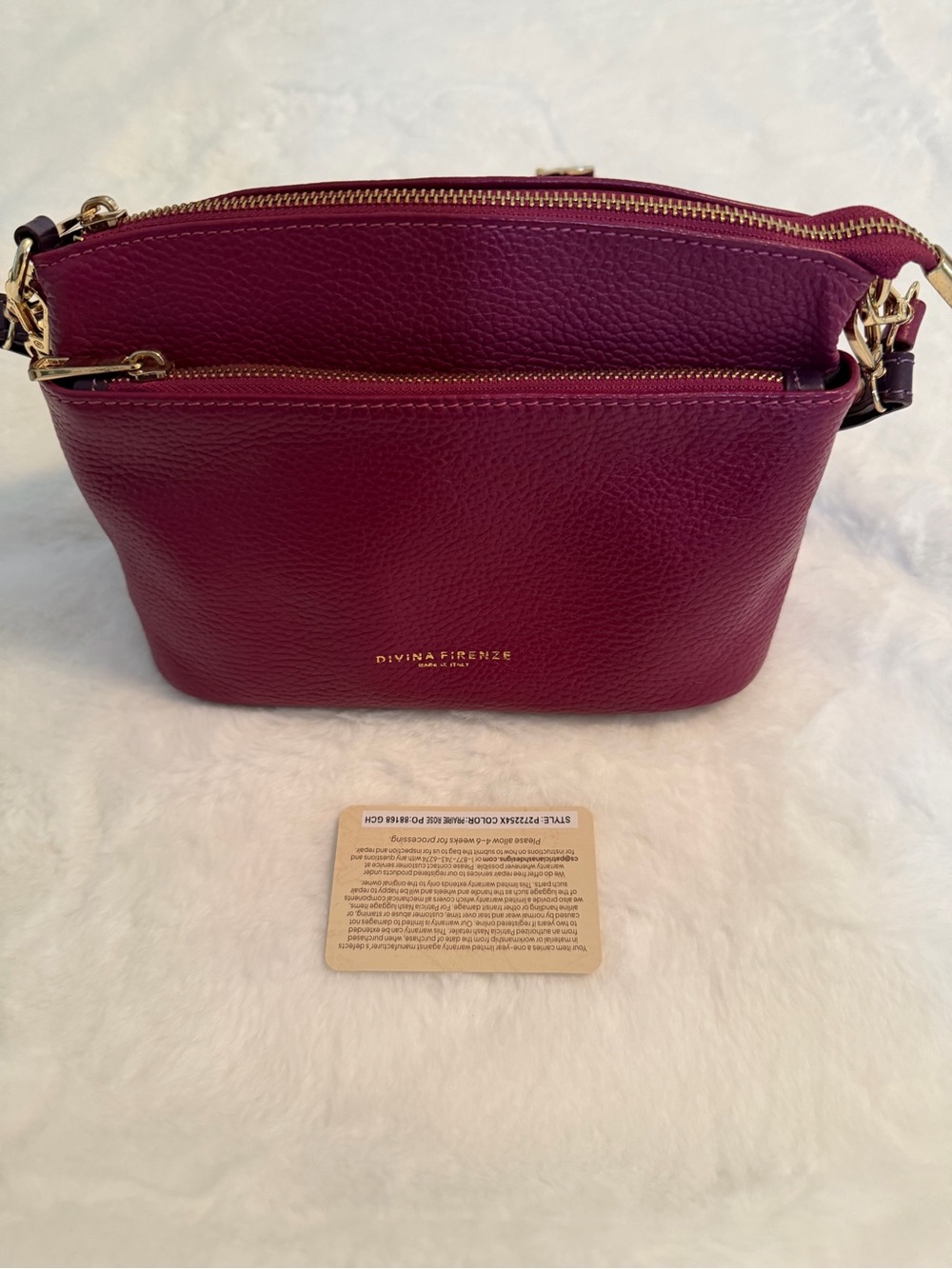 Patricia Nash Pebbled Leather Crossbody Bag in Berry
